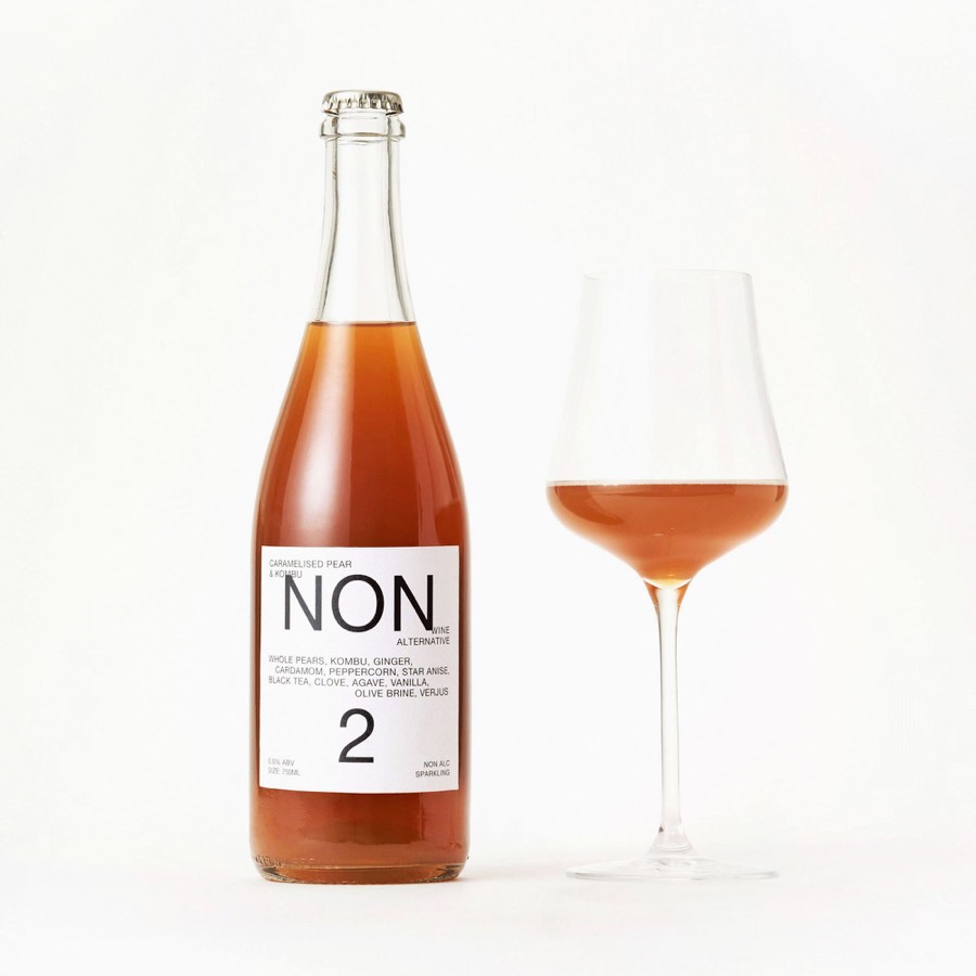 NON 2 bottle beside a poured glass